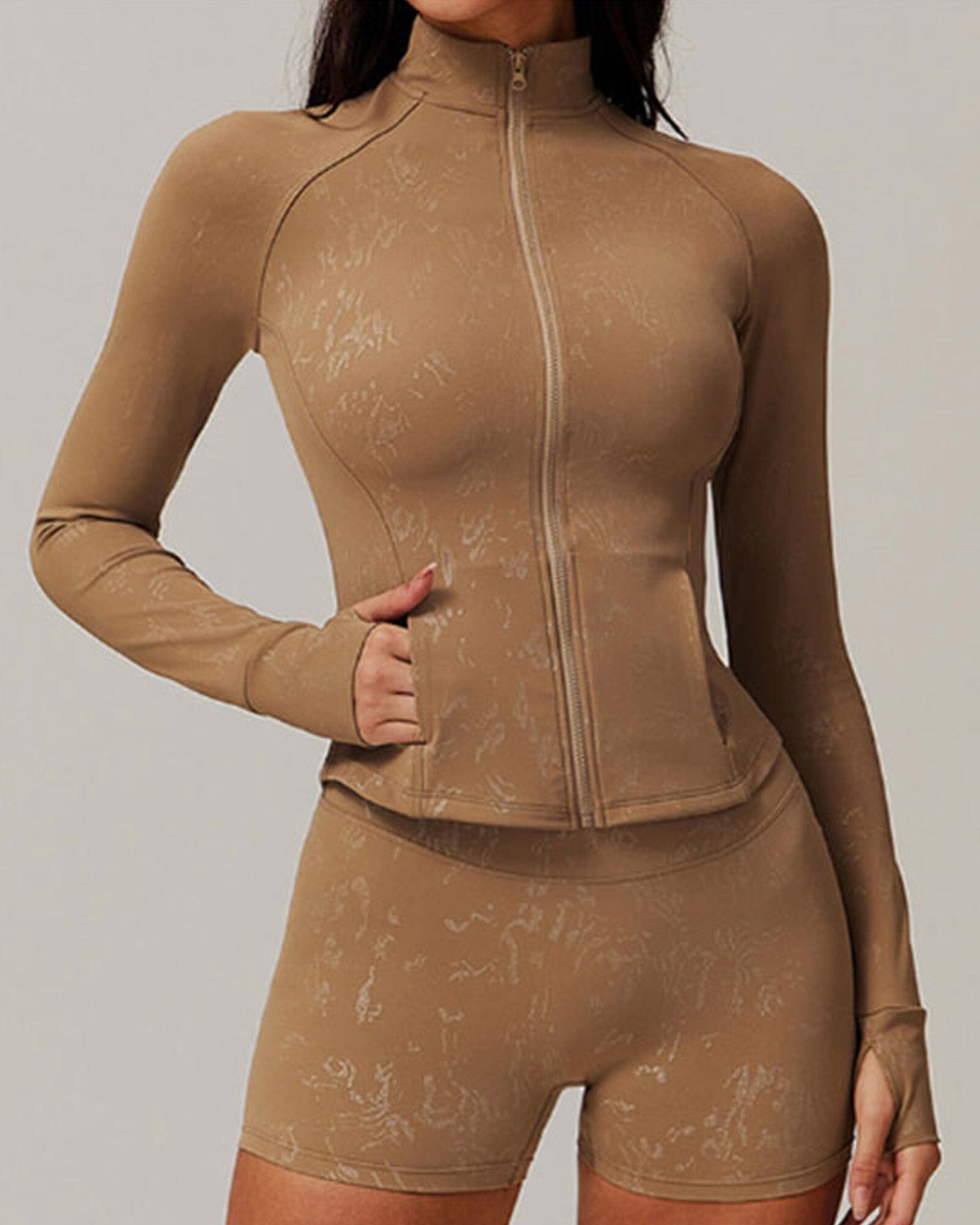 Synchronized Performance Gym Jacket Hoodies & Jackets Starlethics Mocha Brown S