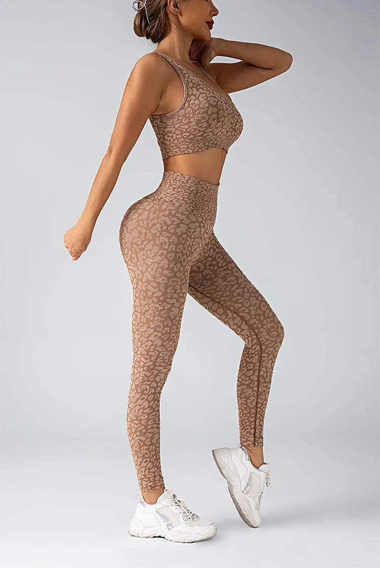 Fated Seamless Leopard Print Gym Set - Leggings + Top Starlethics