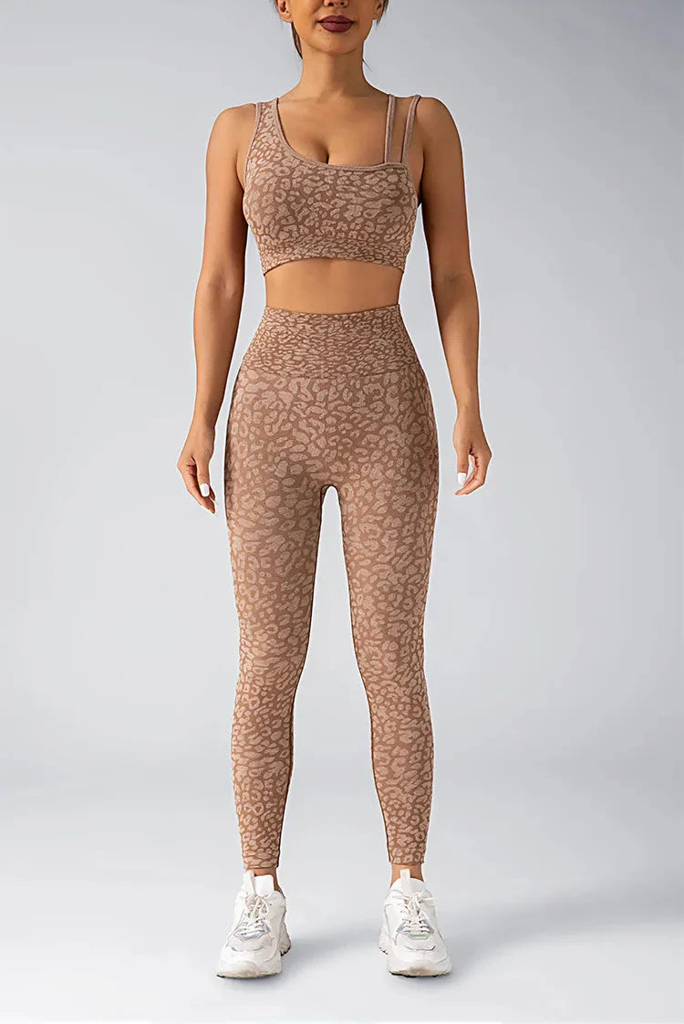 Fated Seamless Leopard Print Gym Set - Leggings + Top Starlethics