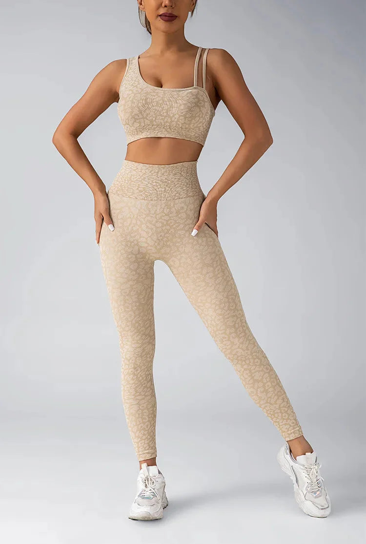 Fated Seamless Leopard Print Gym Set - Leggings + Top Starlethics