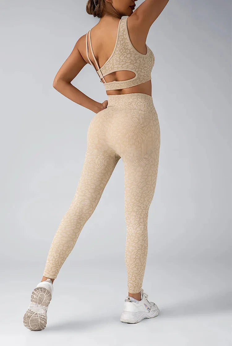 Fated Seamless Leopard Print Gym Set - Leggings + Top Starlethics