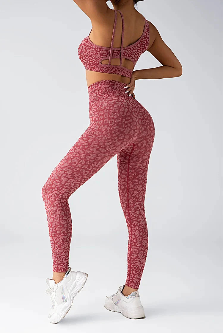 Fated Seamless Leopard Print Gym Set - Leggings + Top Starlethics