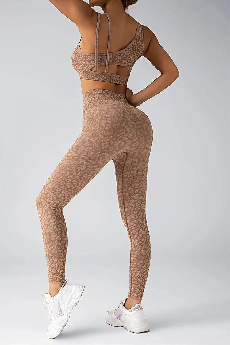 Fated Seamless Leopard Print Gym Set - Leggings + Top Starlethics