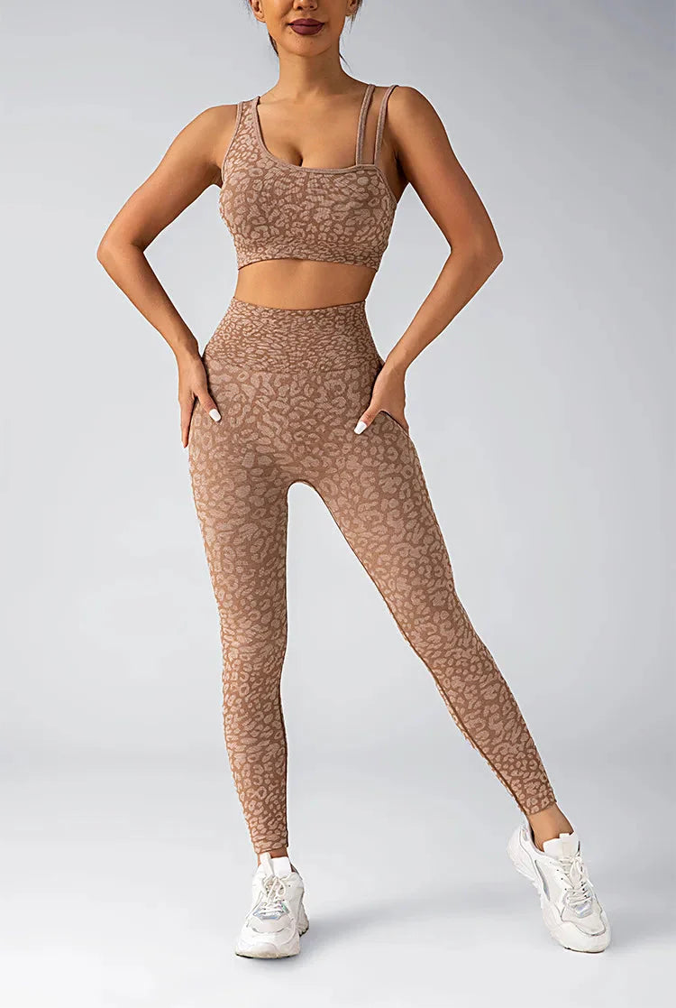 Fated Seamless Leopard Print Gym Set - Leggings + Top Starlethics