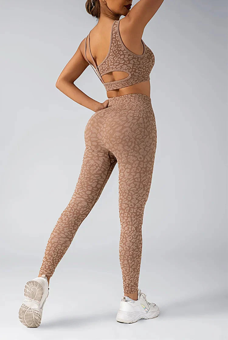 Fated Seamless Leopard Print Gym Set - Leggings + Top Starlethics