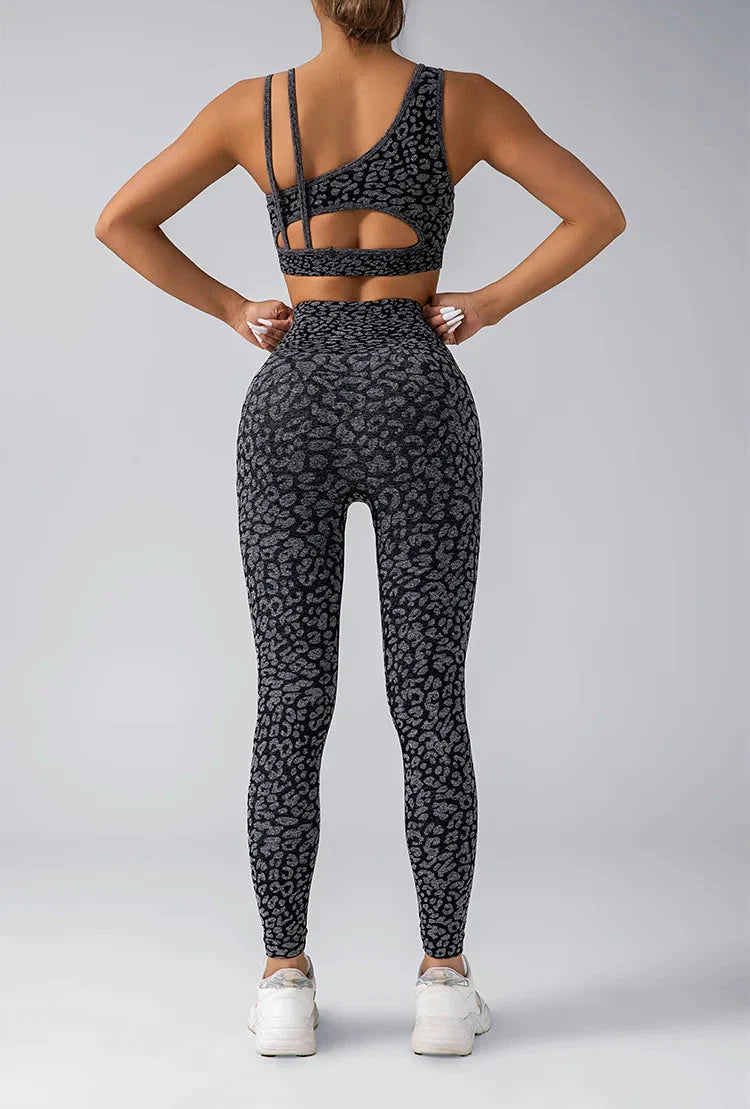 Fated Seamless Leopard Print Gym Set - Leggings + Top Starlethics