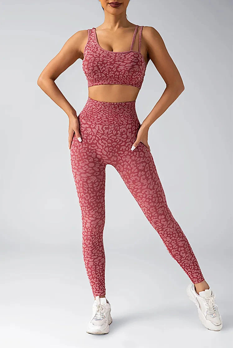 Fated Seamless Leopard Print Gym Set - Leggings + Top Starlethics