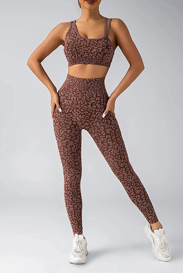 Fated Seamless Leopard Print Gym Set - Leggings + Top Starlethics