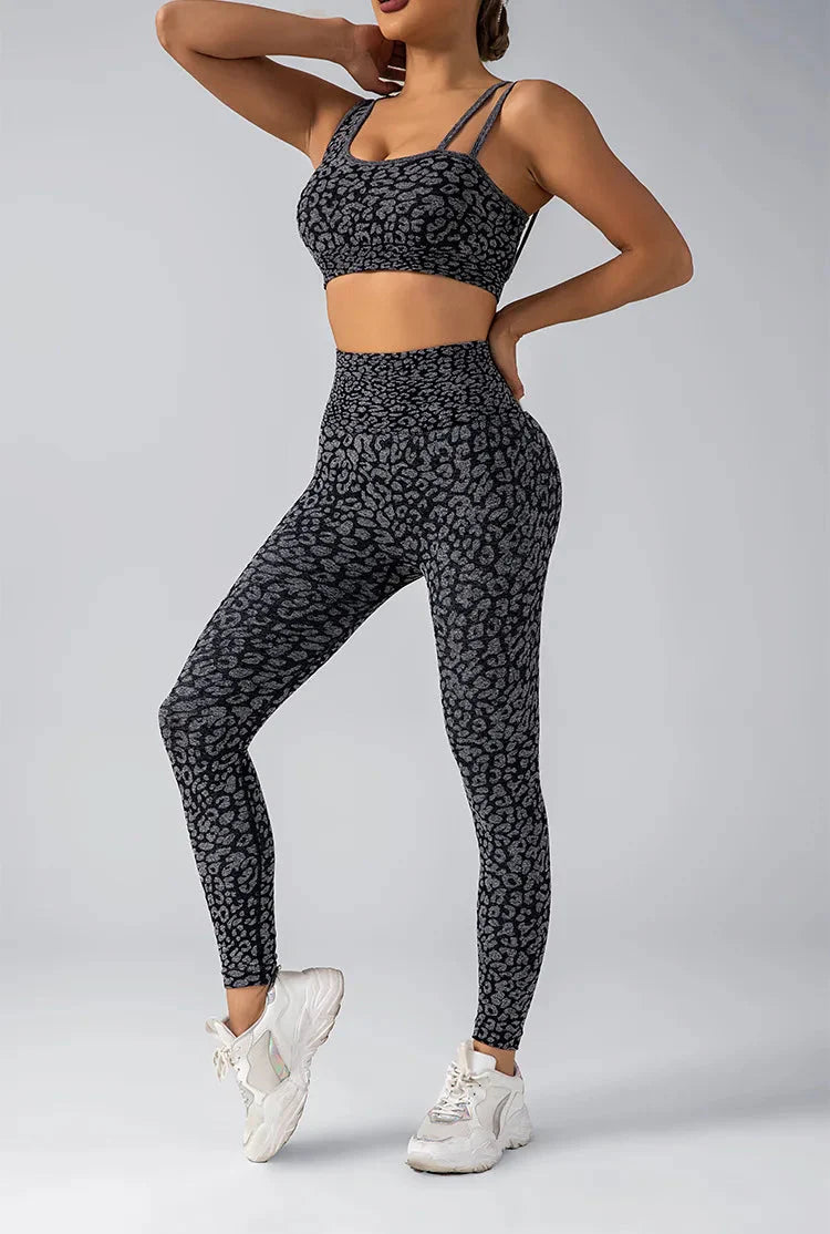 Fated Seamless Leopard Print Gym Set - Leggings + Top Starlethics