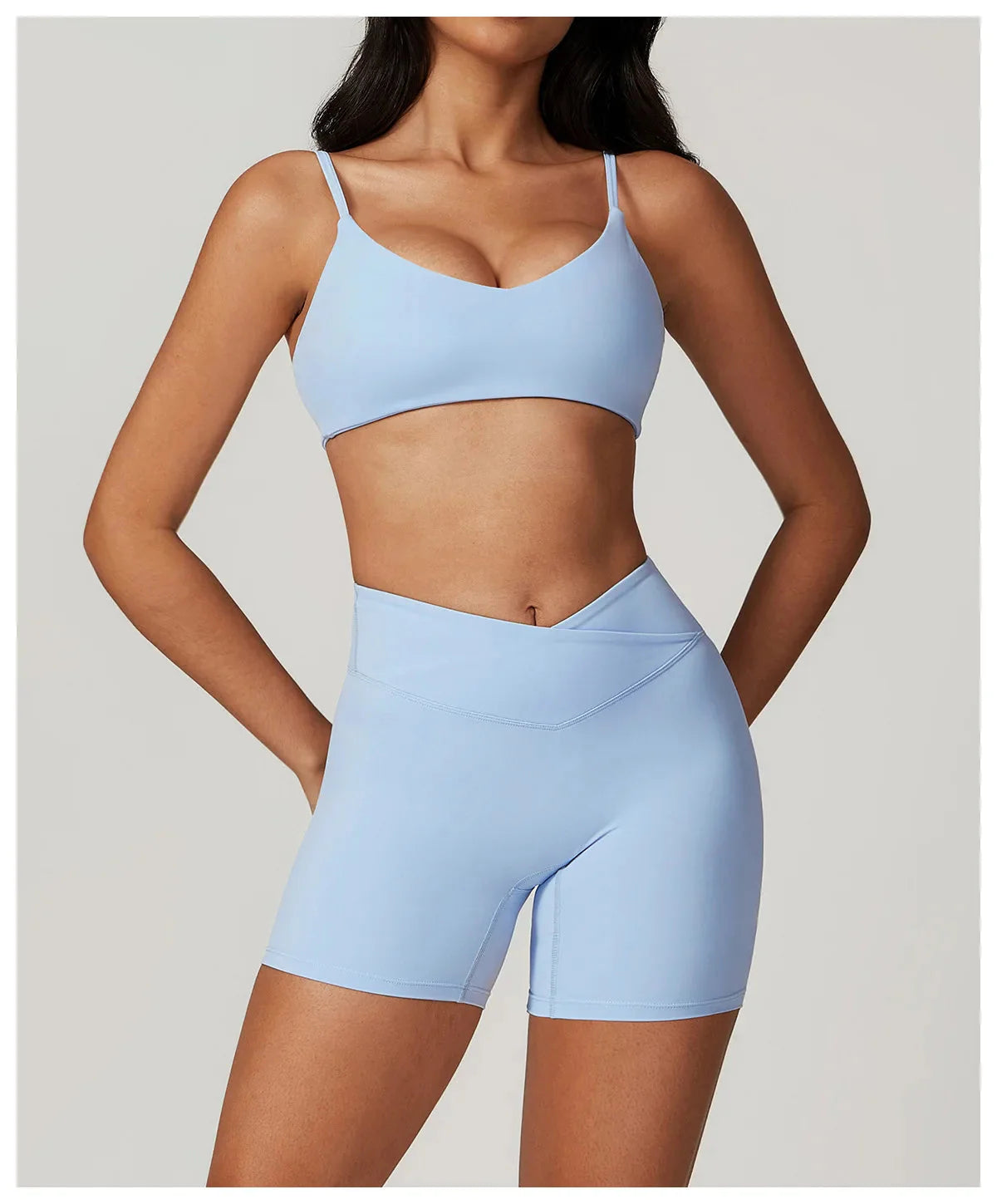 Active Wanders Gym Set - Shorts + Bra Sets Starlethics Sky Blue S