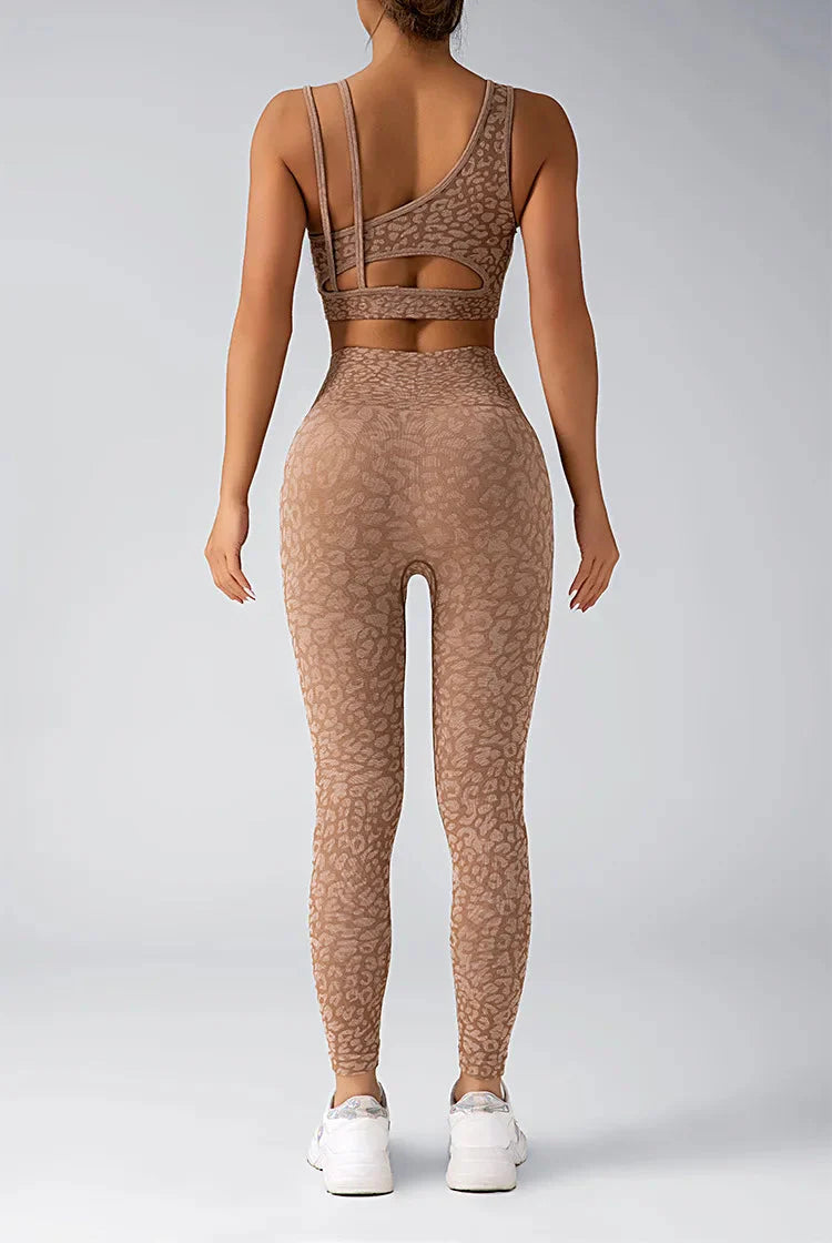 Fated Seamless Leopard Print Gym Set - Leggings + Top Starlethics