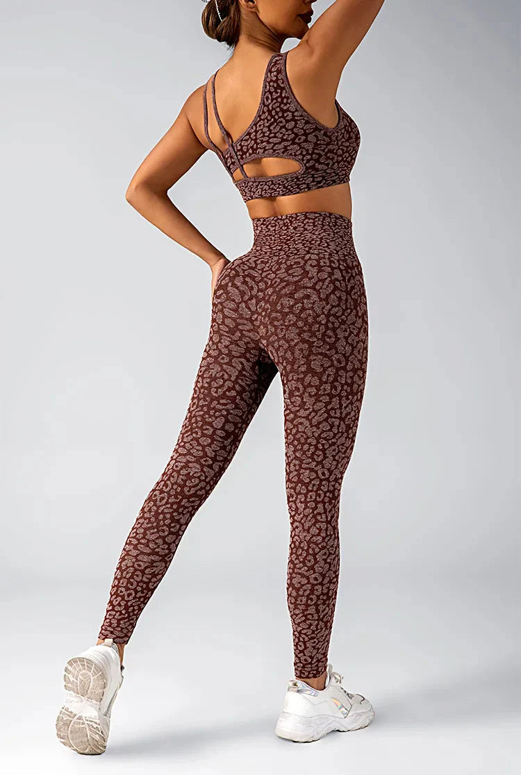 Fated Seamless Leopard Print Gym Set - Leggings + Top Starlethics