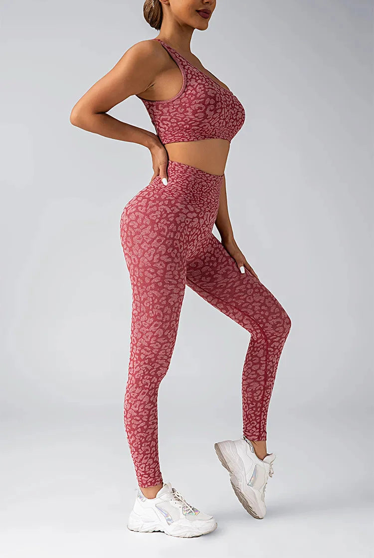 Fated Seamless Leopard Print Gym Set - Leggings + Top Starlethics