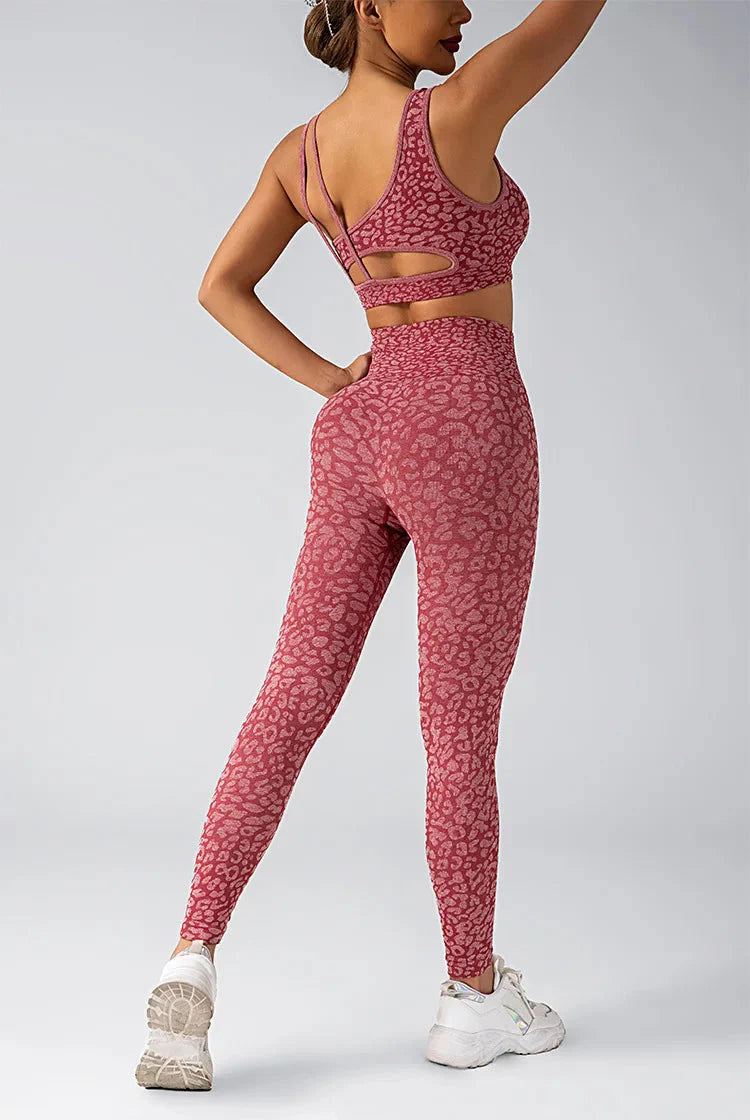 Fated Seamless Leopard Print Gym Set - Leggings + Top Starlethics