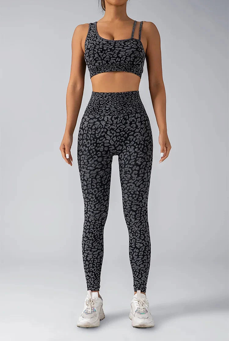 Fated Seamless Leopard Print Gym Set - Leggings + Top Starlethics