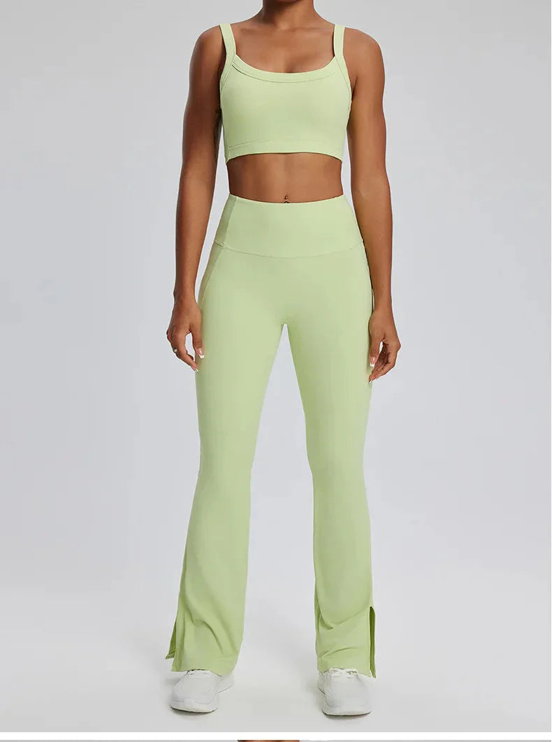 Dominance Athletic Flared Gym Set - Leggings + Bra Sets Starlethics Green S