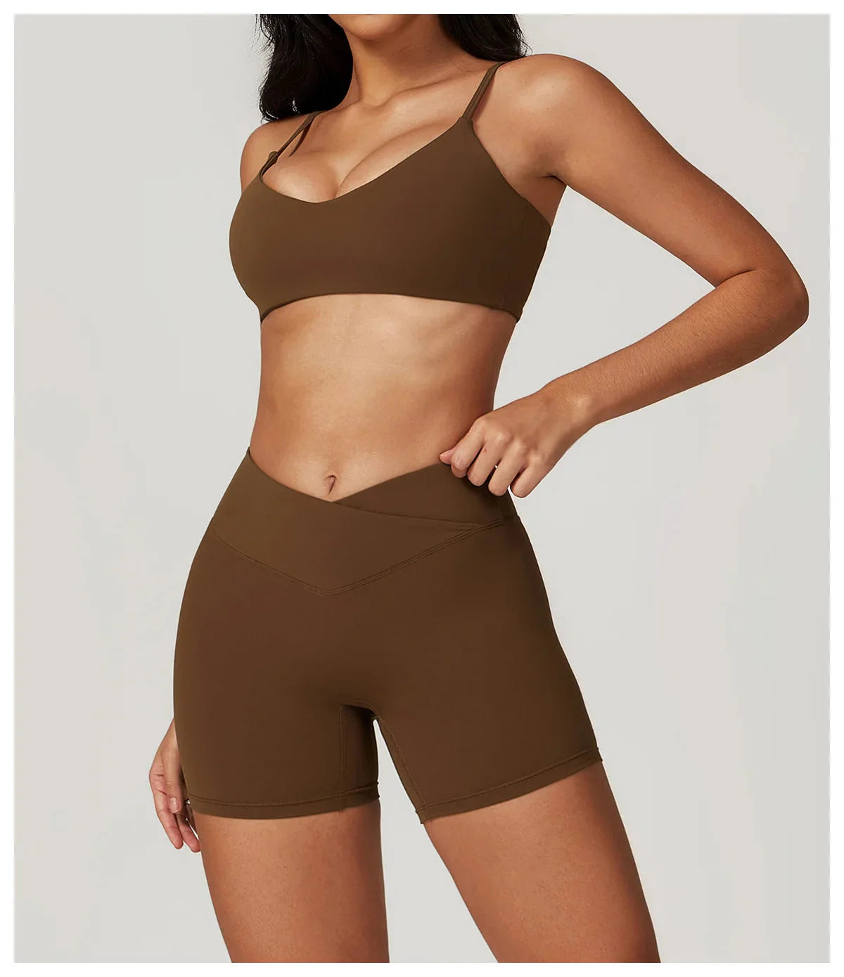 Active Wanders Gym Set - Shorts + Bra Sets Starlethics Light Coffee S