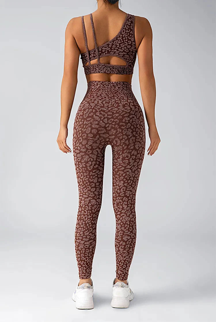 Fated Seamless Leopard Print Gym Set - Leggings + Top Starlethics