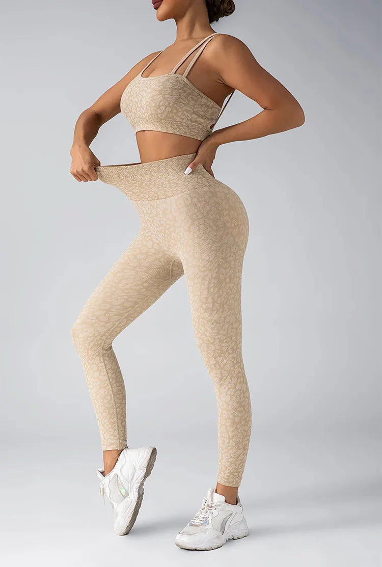 Fated Seamless Leopard Print Gym Set - Leggings + Top Starlethics