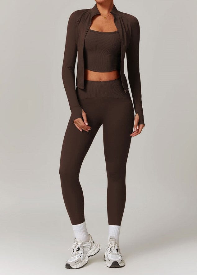 Infinite Jacket Gym Set - Leggings + Top Sets Starlethics Coffee S