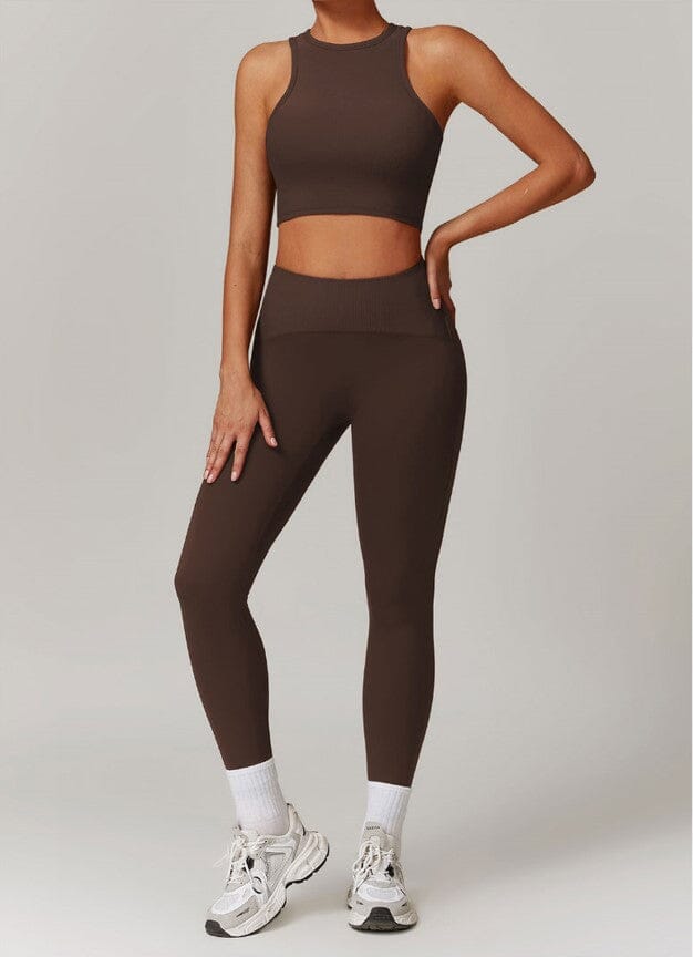 Infinite Racerback Gym Set - Leggings + Top Sets Starlethics Coffee S