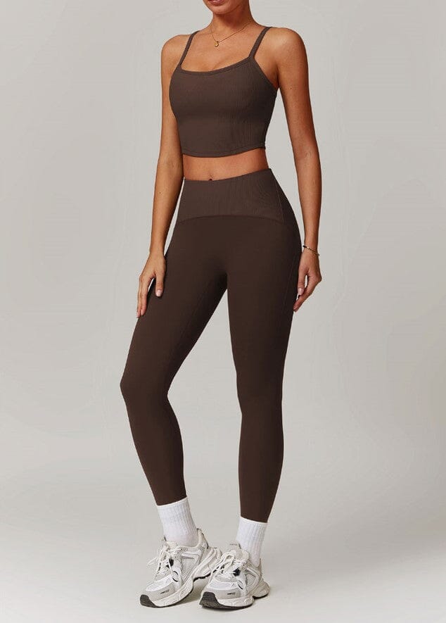 Infinite Gym Set - Leggings + Top Sets Starlethics Coffee S