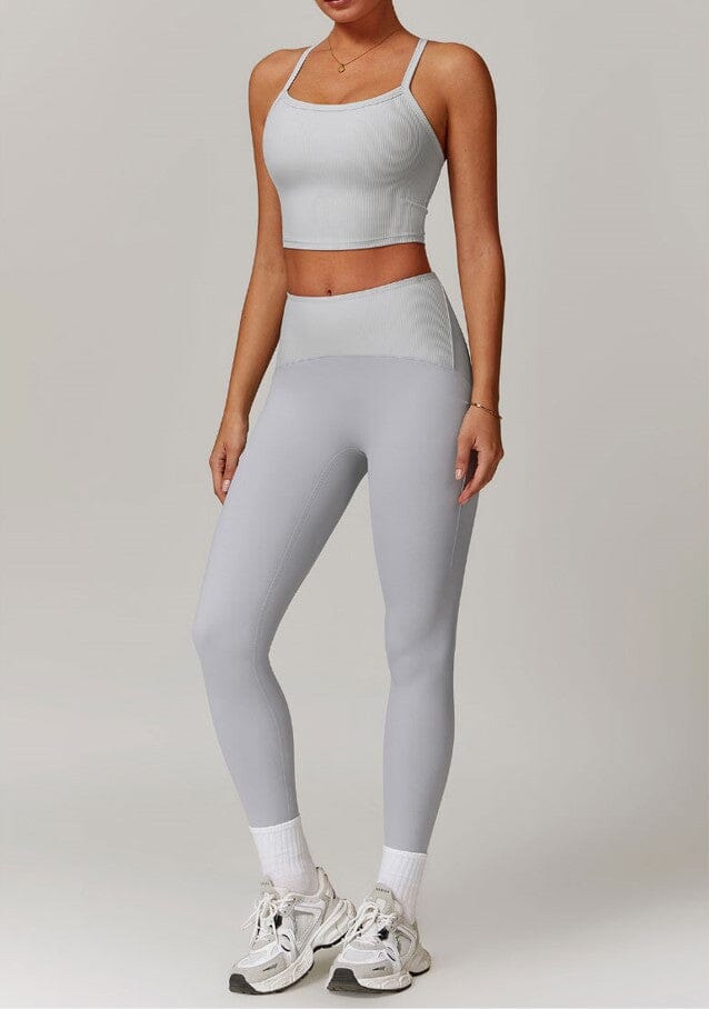 Infinite Gym Set - Leggings + Top Sets Starlethics White Gray S