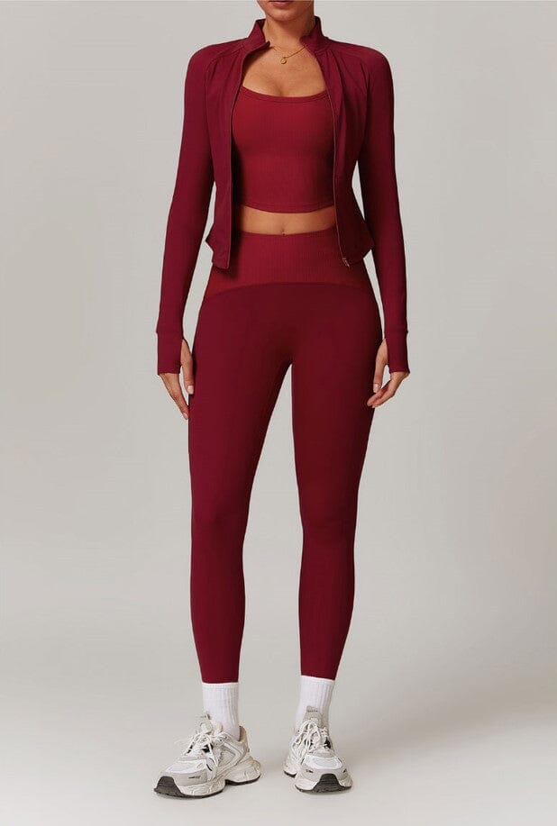 Infinite Jacket Gym Set - Leggings + Top Sets Starlethics Cherry Red S