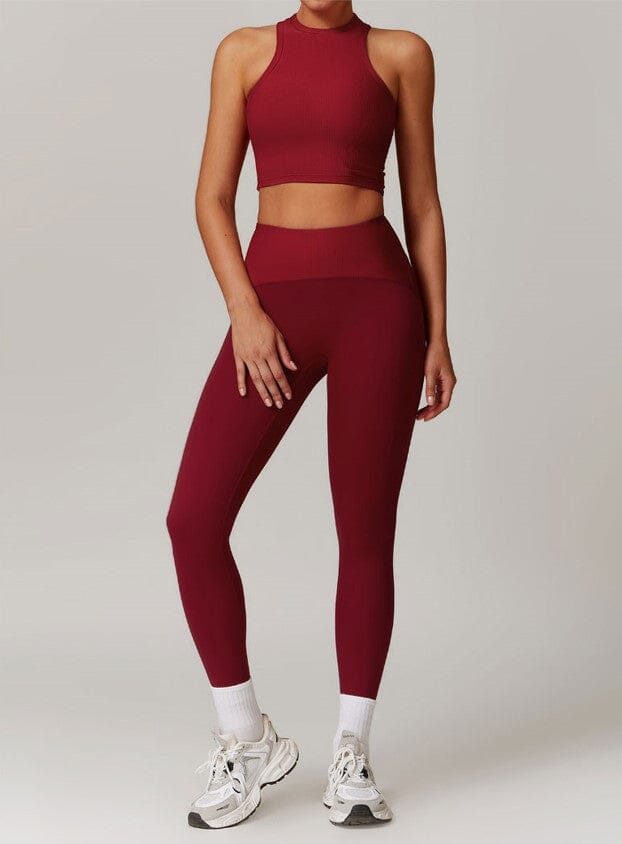 Infinite Racerback Gym Set - Leggings + Top Sets Starlethics Cherry Red S