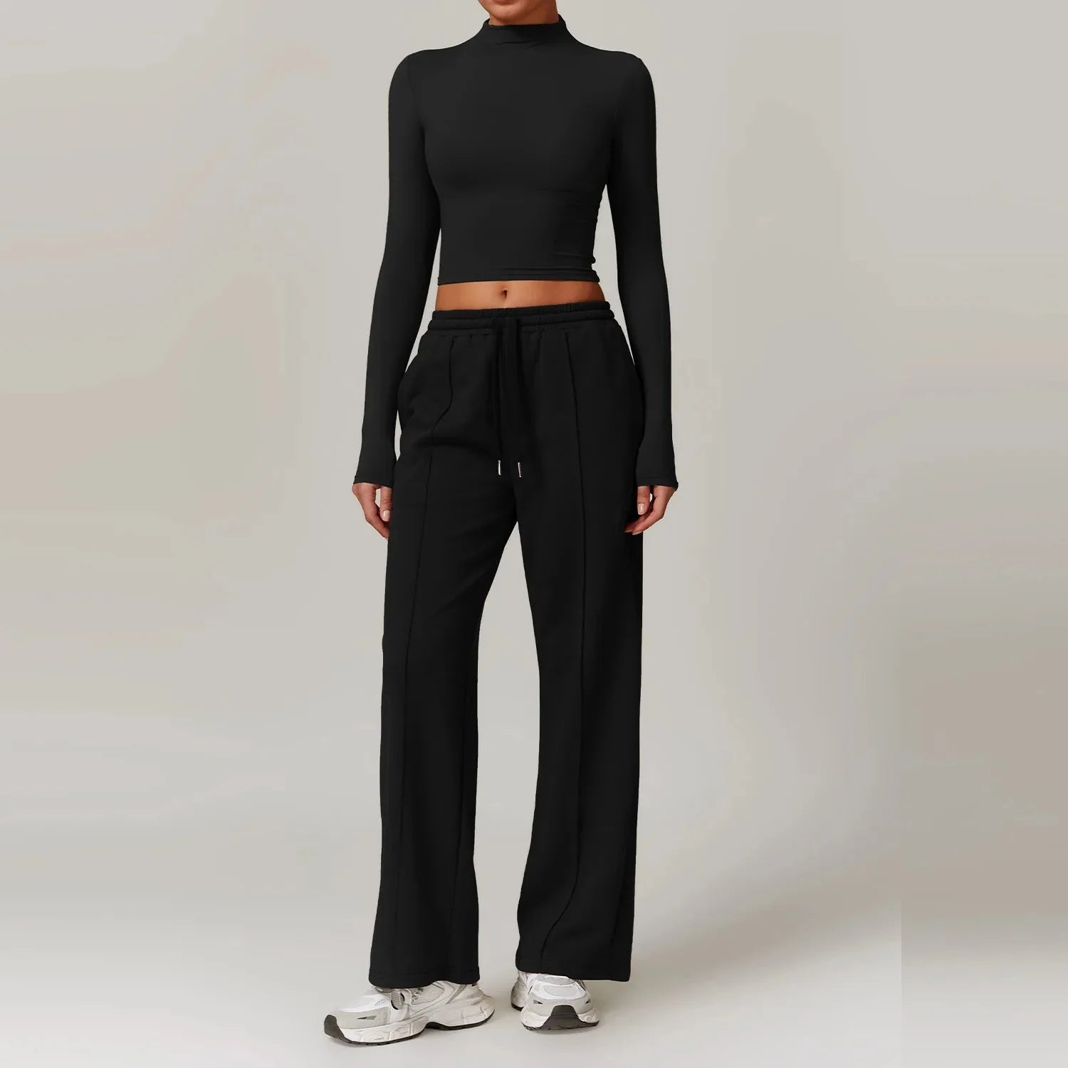 4.3 Sportswear Women Yoga Set 2PCS Sport Suit Gym Workout Clothes Long Sleeve Gym Crop Top High Waist Pants Fitness Sports Wear Starlethics Advanced Black Set 3 XL CHINA