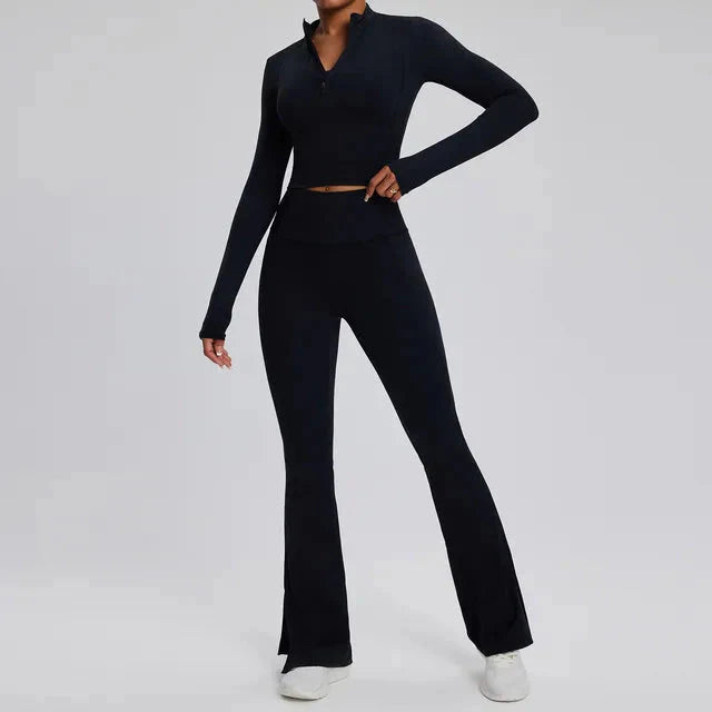 Dominance Athletic Flared Gym Set - Leggings + Top Sets Starlethics Advanced Black S