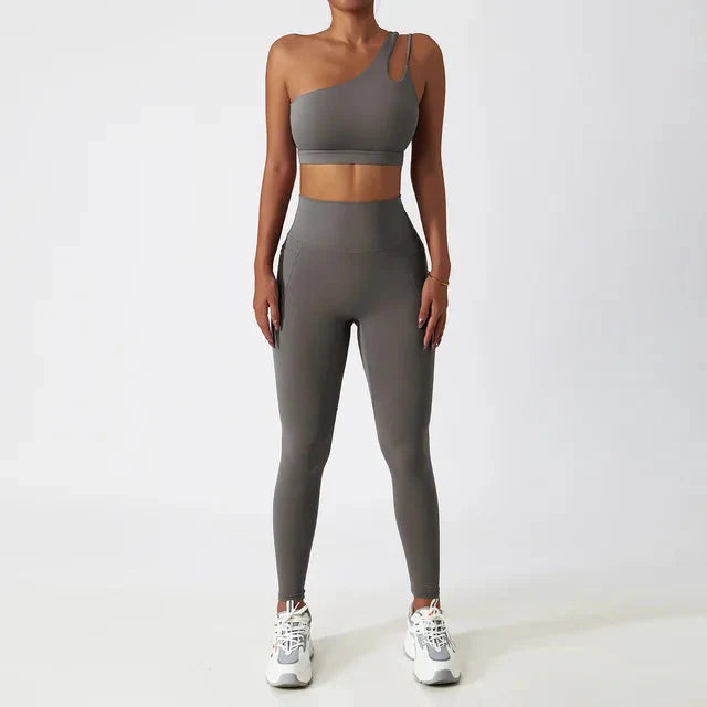 Depth Seamless One Shoulder Yoga Set - Leggings + Top Starlethics