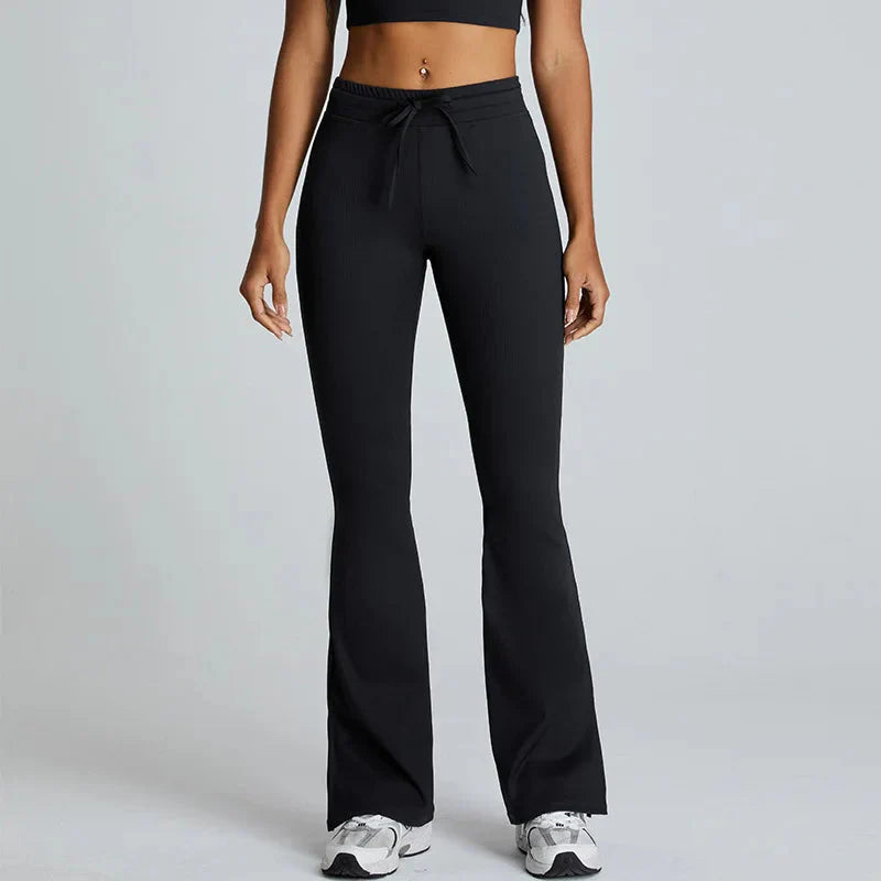 15. Kordel zug Yoga hosen Push-up Sport Legging Damen Laufen Workout Strumpfhosen Frauen Sport Leggings Fitness weites Bein Hosen Turnhose Starlethics Black L CHINA