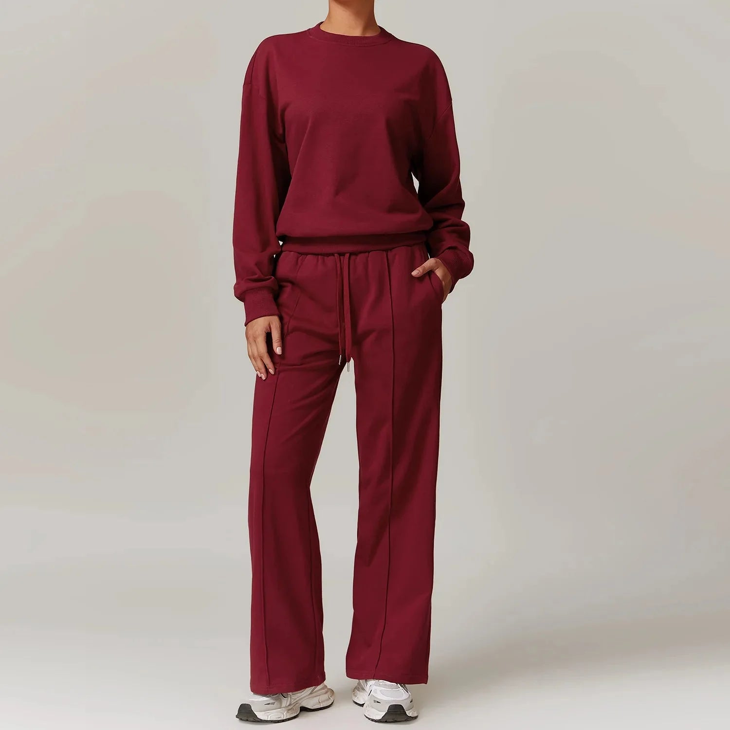 4.2 Sportswear Women Yoga Set 2PCS Sport Suit Gym Workout Clothes Long Sleeve Gym Crop Top High Waist Pants Fitness Sports Wear Starlethics Cherry Red Set 2 XL CHINA