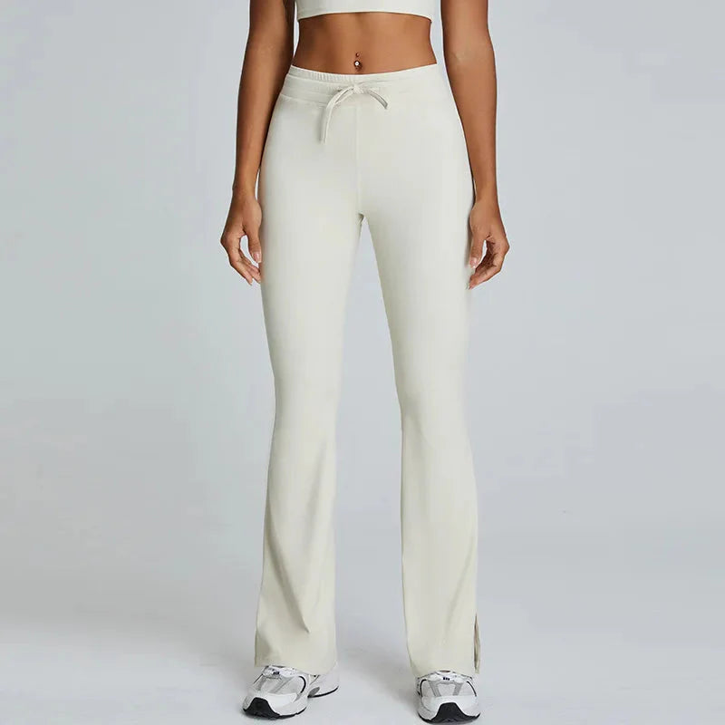 15. Kordel zug Yoga hosen Push-up Sport Legging Damen Laufen Workout Strumpfhosen Frauen Sport Leggings Fitness weites Bein Hosen Turnhose Starlethics Milk white L CHINA