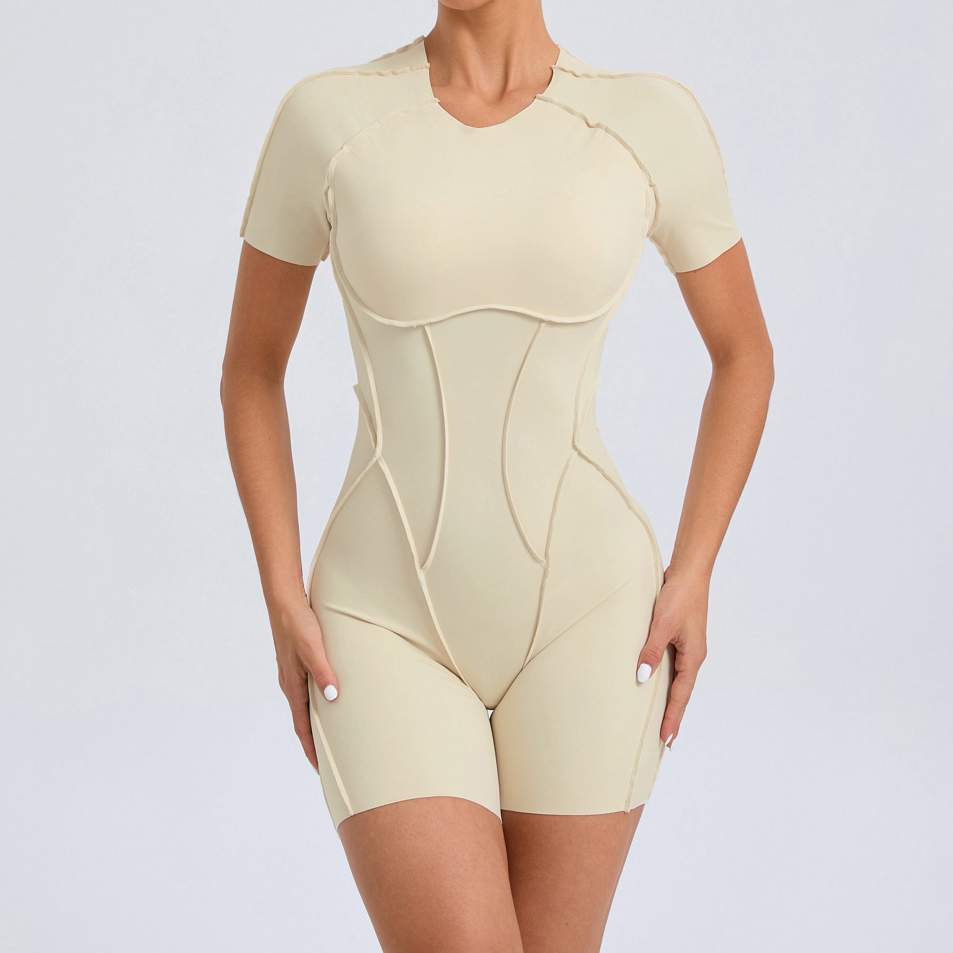 Whimsical Mini Backless Jumpsuit Jumpsuit Starlethics Beige S 