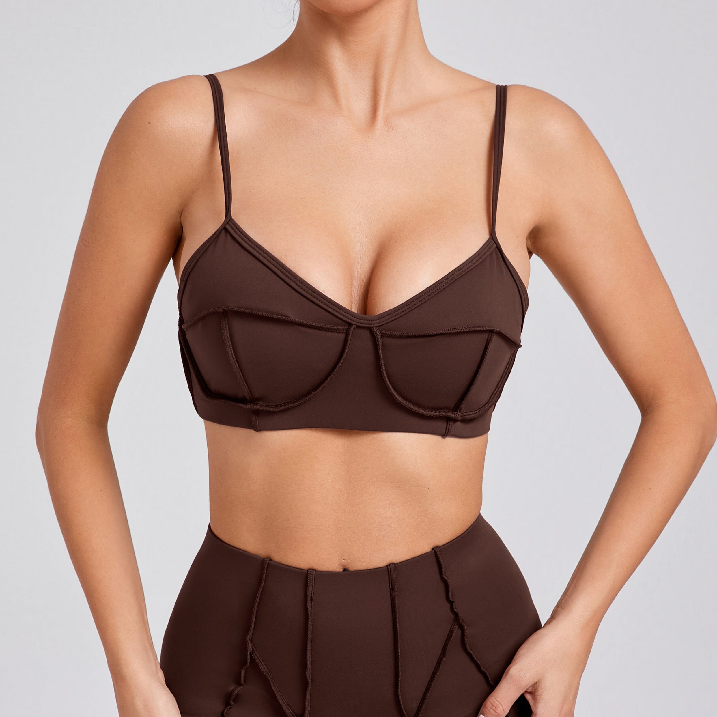 Whimsical Padded Sports Bra Sports Bra Starlethics Brown S 