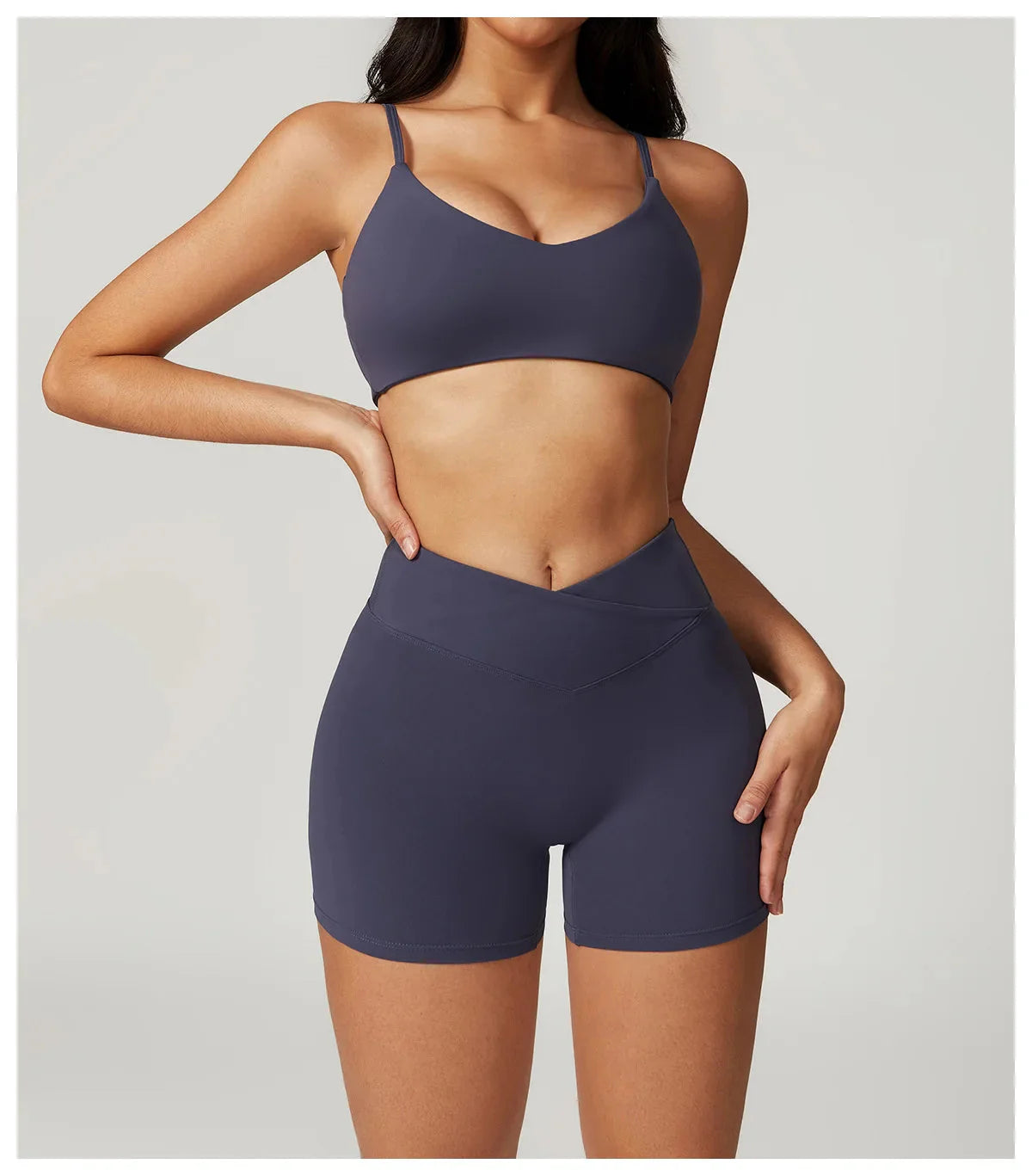 Active Wanders Gym Set - Shorts + Bra Sets Starlethics Blue Gray S 
