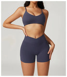 Active Wanders Gym Set - Shorts + Bra Sets Starlethics Blue Gray S 