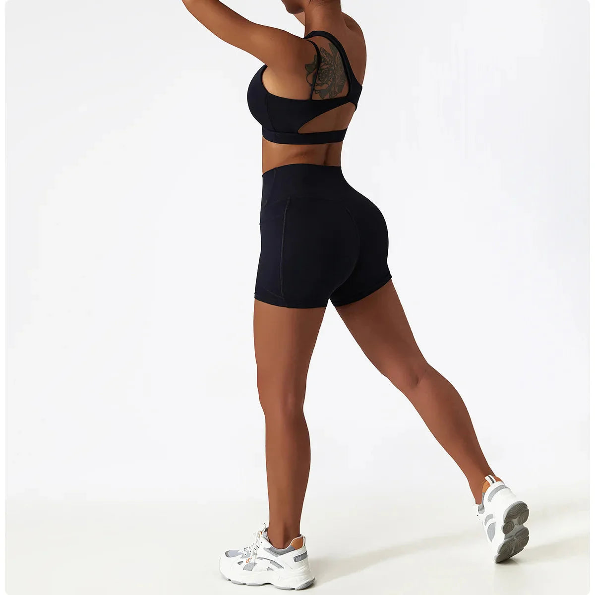 Depth Seamless One Shoulder Yoga Set - Shorts + Top Starlethics