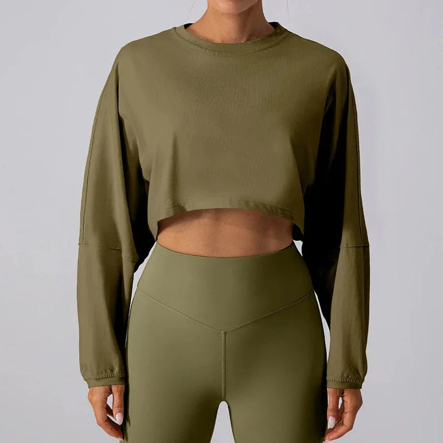 Chase Crop Top Long Sleeve Top Starlethics Army Green S 