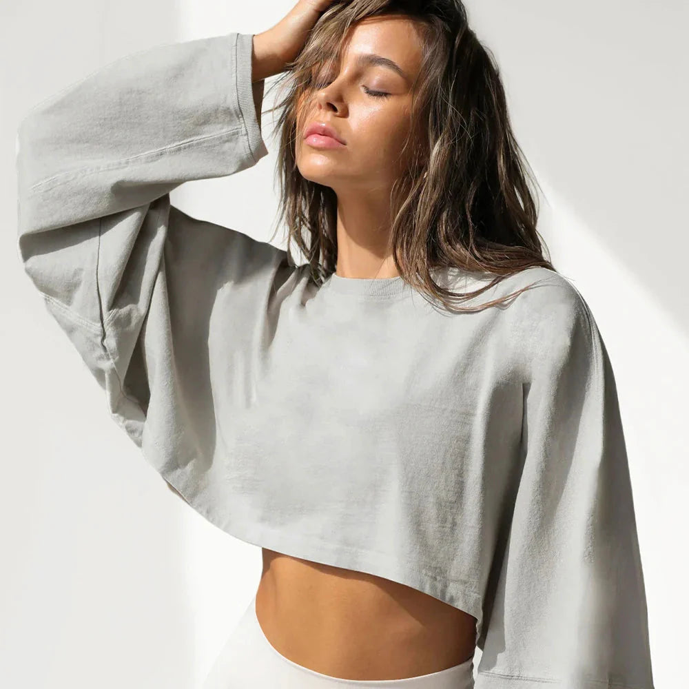 9. Women Sports T-Shirts Gym Clothing Yoga Crop Top Loose Tops Long Sleeve Sportswear Workout Clothing Fitness Smock All Seasons Starlethics 