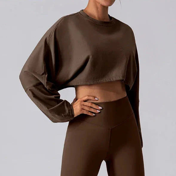 Chase Crop Top Long Sleeve Top Starlethics Brown S 