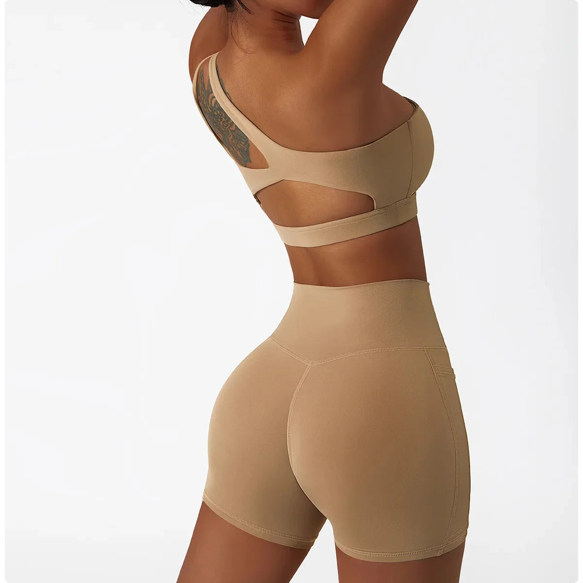 Depth Seamless One Shoulder Yoga Set - Shorts + Top Starlethics