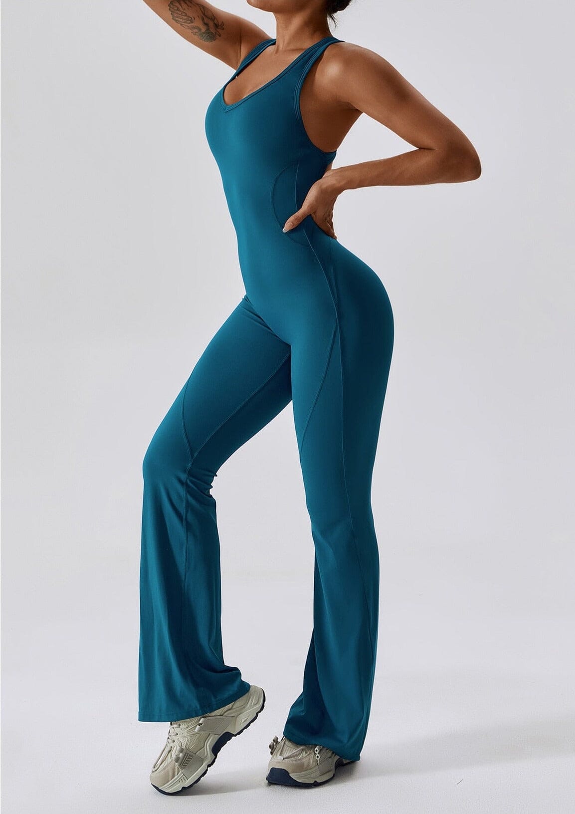 Flared Motion Backless Bodysuit Starlethics