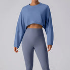 Chase Crop Top Long Sleeve Top Starlethics Grey Blue S 