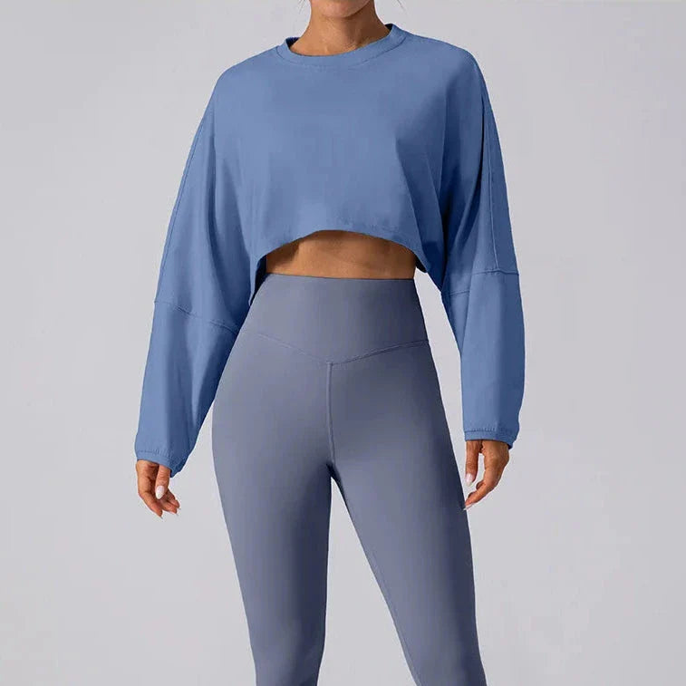 Chase Crop Top Long Sleeve Top Starlethics Grey Blue S 