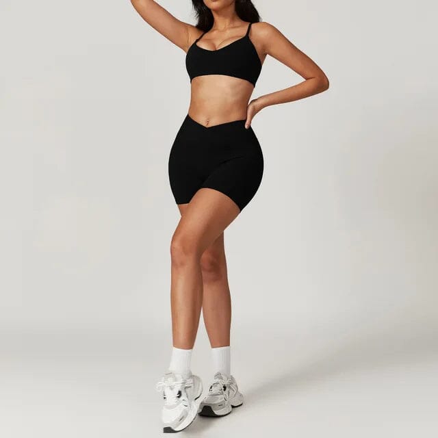 Active Wanders Gym Set - Shorts + Bra Sets Starlethics Black S 