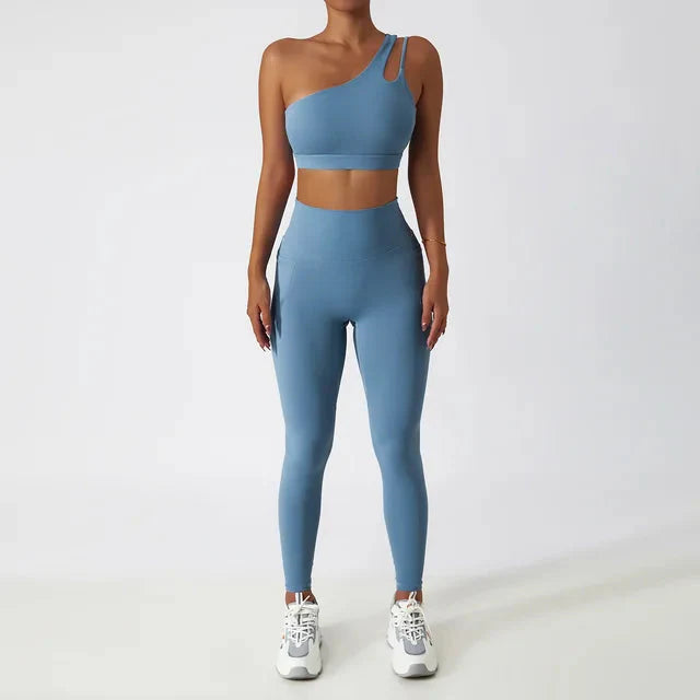 Depth Seamless One Shoulder Yoga Set - Leggings + Top Starlethics