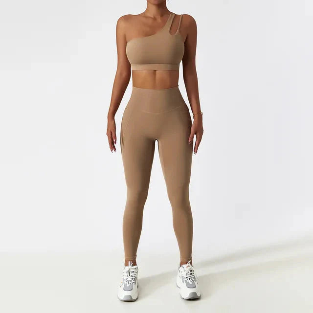 Depth Seamless One Shoulder Yoga Set - Leggings + Top Starlethics